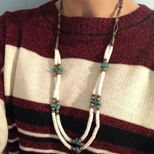 Vintage Turquoise and White Stone Necklace
